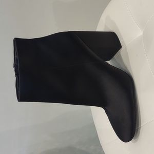 Jessica Simpson Windee Black SATIN Shiny High Heel Ankle Boots Women's New 8